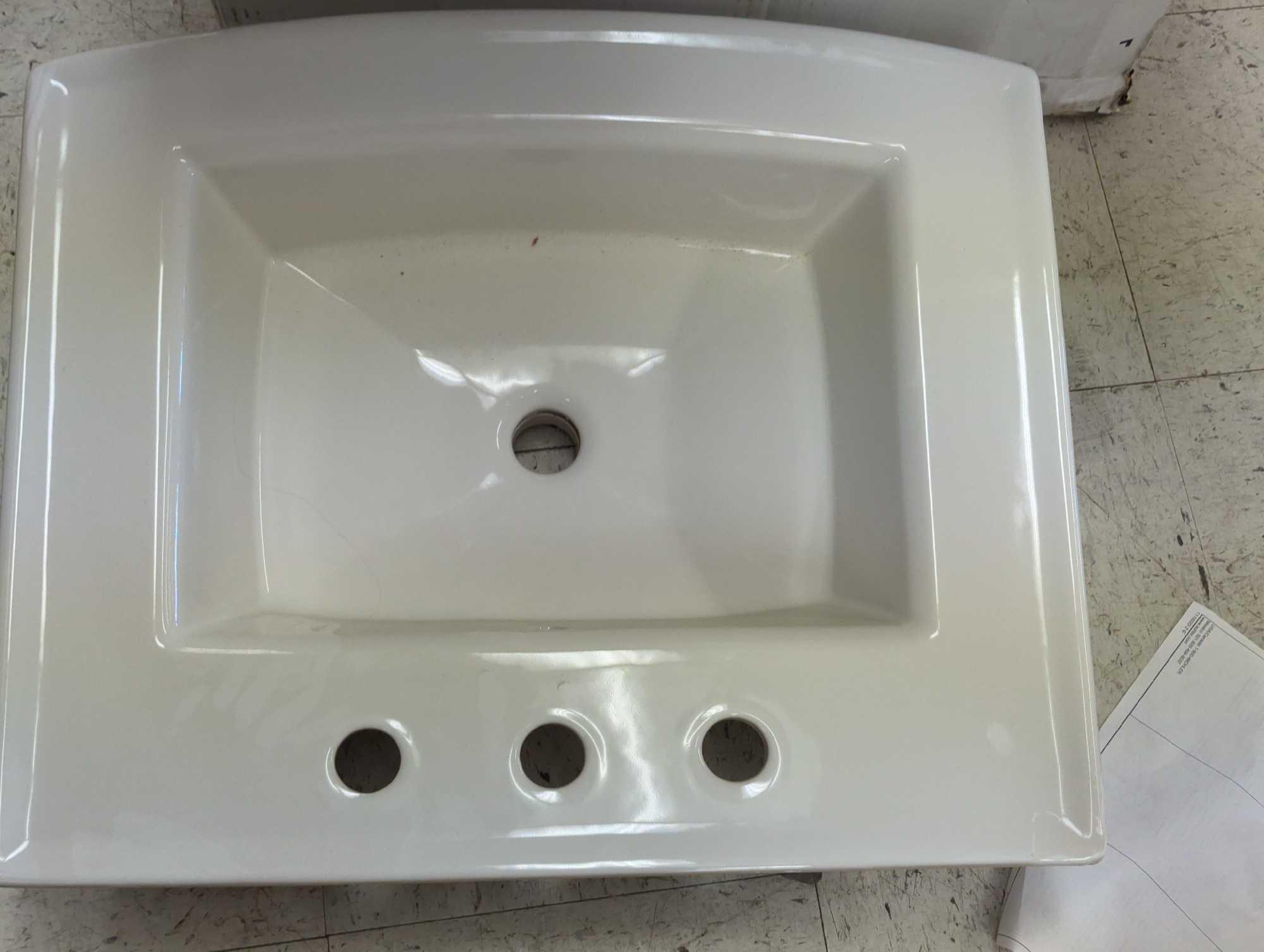 KOHLER Archer 7.87 in. Vitreous China Pedestal Sink Basin in White with Overflow Drain, Appears to