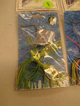 White Sterilite organizer tote filled with packaged fishing lures. Comes as is shown in photos.