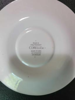 Four Corelle saucers, one Corelle bowl and one Noritake saucer. $1 STS