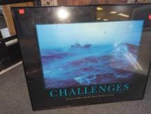 Framed Print of "Challenges - Anyone Can Hold the Helm when the Sea is Calm", Approximate Dimensions
