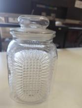 9" Anchor Hocking Sunflower Apothecary Glass Storage Jar Canister, With Lid, What you see in photos