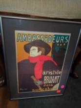 Framed Print of "Ambassadeurs: Aristide Bruant Dans Son Cabaret" by Henri de Toulouse-Lautrec