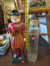 Lot of 2 Items Including Carlton Ware "The Beefeater Yeoman" Ceramic Decanter and Glass Canister