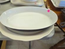 Lot of 2 Items To Include, Dansk Dark Blue Stoneware Oval Baking Casserole Dish 16 in x 9 in
