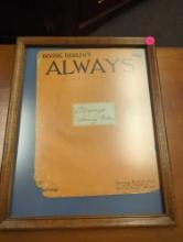Framed Book Cover of "Always" by Irving Berlin, Approximate Dimensions - 15" x 12", What You See in