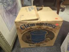 Lot of Assorted Items Including Graniteware Clam Steamer and Wire Tray Holders, What You See in the