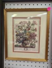 Framed Print of "October Flowers" from 12 Months of Flowers Paintings by Flemish, Approximate