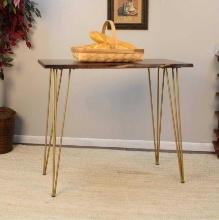 Carolina Forge Seti Live Edge Elm Bar Table with Gold Legs, Model LE2242, Approximate Dimensions -