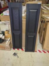 PAIR OF PLASTIC 2 PANEL SHUTTERS, APPROX 12X51", BLUE. MSRP APPROX 50.00