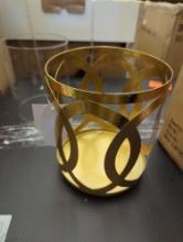 Litton Lane 8 in. Gold Metal Pillar Hurricane Lamp, Appears to be New in Open Box Retail Price Value