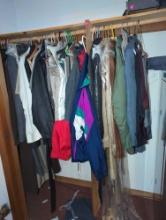 (LR) LARGE LOT OF VINTAGE CLOTHING TO INCLUDE. PANTS, SHIRTS, VESTS, JACKETS, ETC