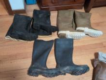 (BR1) LOT OF (3) RUBBER BOOTS TO INCLUDE: PAIR OF MARSHALL TOWN TOOLS BLACK PLAIN TOE BOOTS SIZE 11