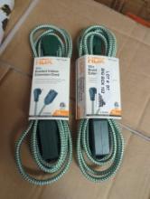 Lot of 3 HDX Extension Cords Including (2) 10 ft. 16-Gauge/2 Green Braided Extension Cord (Retail