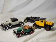 Lot of 4 VIntage Cars. Includes 1928 Chevy Pickup and more.