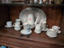 (DR) 112 PIECES OF MIKASA CHAPEL 5764 FINE CHINA SET. INCLUDES DINNER PLATES, SALAD PLATES, BREAD