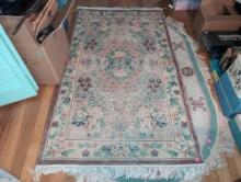 (UPBR2) HAND KNOTTED SHANGHAI FLORAL DETAILED AREA SILK RUG. IT MEASURES 3' X 5' 2".
