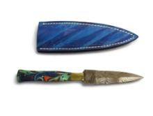 Spear Point Blade. Handmade Damascus steel knives with custom wood, bone, horn or resin handles. The