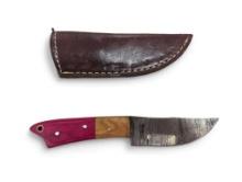 Handmade Damascus steel knives with custom wood, bone, horn or resin handles. The knives are made