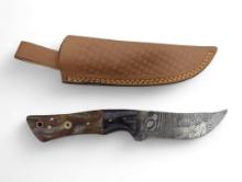 Trailing Point - Upswept Blade. Handmade Damascus steel knives with custom wood, bone, horn or resin