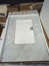Eviva White Carrara Marble Vanity Top 30 in x 22 in, Appears to be New in Open Box Retail Price
