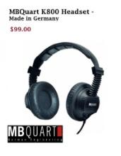 Radial QuartPro Headphones MBQuart K800 Headset