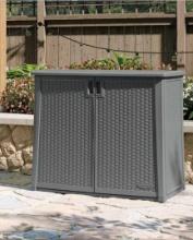 Suncast 42 in. W x 23 in. D x 35.5 in. H Gray Plastic Outdoor Storage Cabinet, Model BMOC4100CG,
