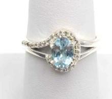 Blue Moissanite Sterling Silver Ring $5 STS