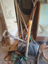 (GAR) Lot of Assorted Lawn Items Including Pick Axe, Snow Shovel, Pitch Fork, ETC, All Appear to be