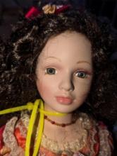 (GAR) Golden Keepsakes (No. 5152B2) Victorian Style Porcelain Doll with Brown Hair and Blue Eyes
