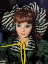 (GAR) Franklin Mint "Colleen of County Cork" Porcelain Doll with Red Hair and Blue Eyes Wearing a