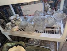 (GAR) Lot of Assorted Items Including Butter Dish, Glass Candy Jar with Lid, Short Stem Glasses with
