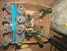 (GAR) Box Lot of Assorted Glass Bottles including RC Cola, 7-Up, Fresca, ETC, No Lids, No Contents,