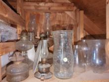 (GAR) 1 lot of various oil lamp, vases, etc. What You See in the Photos is Exactly what You Will