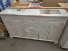 Home Decorators Collection Doveton 60 in. Double Sink Freestanding White Bath Vanity with White