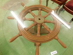 Ships Wheel Glass Top Coffee Table
