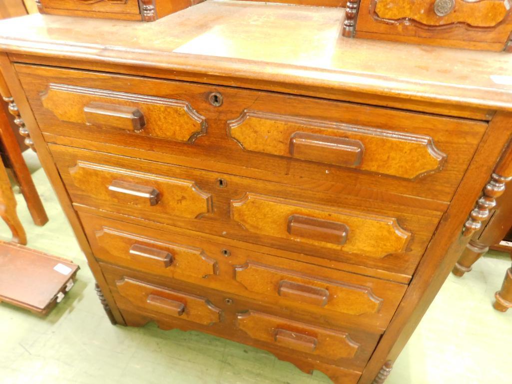 Victorian Walnut 4 Drawer Dresser with Glove Boxes