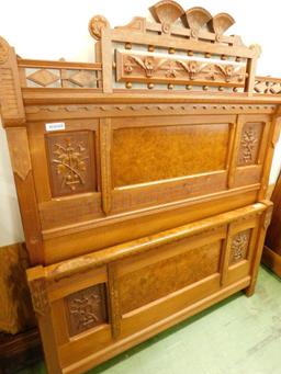 Walnut Victorian Carved Double Bed