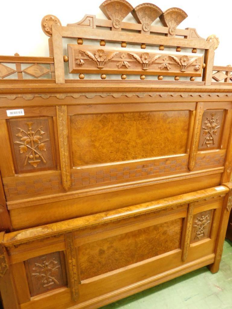 Walnut Victorian Carved Double Bed