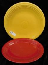 Fiesta Ware - Red 13.5" x 9.5" Platter - Yellow 14" Charger