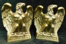 Pair of 1972 Colonial Virginia Brass Eagle Bookends - Each 6" x 6" x 3"