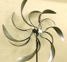 Double Wheel Whirligig with Post - 70" x 21" x 8"