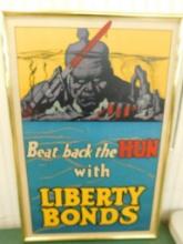 Vintage "Buy Bonds" Poster - "Beat Back The Hun" - F. Strothmann- 30.5" x 20.5"