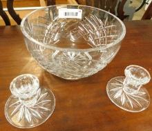 Lead Crystal Bowl and Candle Sticks