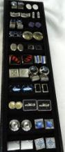 Tray Lot of 22 Pairs of Vintage Mens Cuff Links