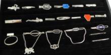 Tray Lot of 20 Vintage Mens Tie Clips