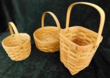 Longaberger Baskets - 3 Handled - 10" x 10" - 5" x 6.5" - 14" x 7" x 7"