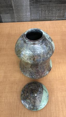 RAKU URN AND HAND GLAZED POTTERY