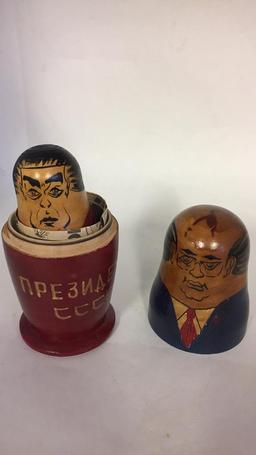 WORLD LEADERS RUSSIAN NESTING DOLL MADE IN USSR