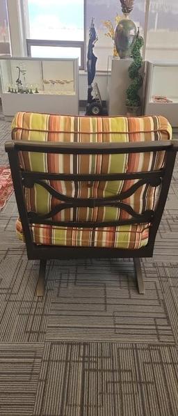 PAIR OF ROCKING PATIO CHAIRS WITH FOOT STOOLS