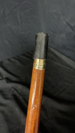 BRASS EAGLE HANDLE CANE WITH INTERIOR FLASK